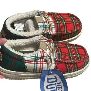 Hey Dude KIDS Wally Tri Tartan‎ Plaid, Size C12, NWT